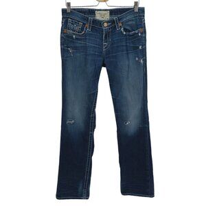 Big Star Women 28 Long 28L Miki Distressed Whiskered Blue Denim Jeans Pockets